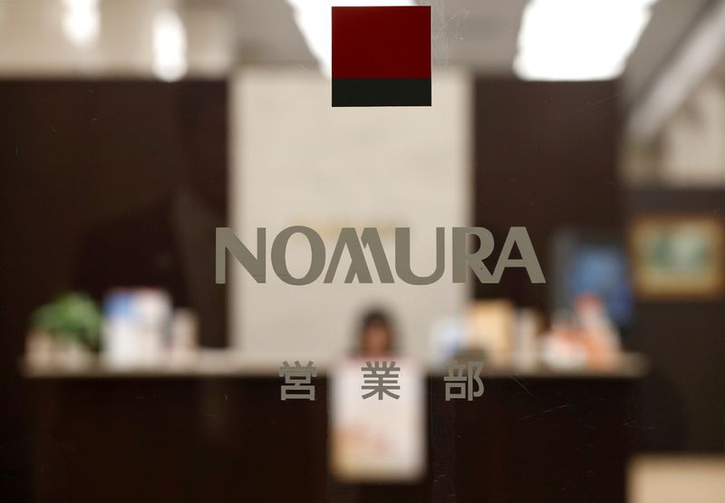 &copy; Reuters. FILE PHOTO: Logo of Nomura Securities is seen at the company&apos;s Head Office in Tokyo