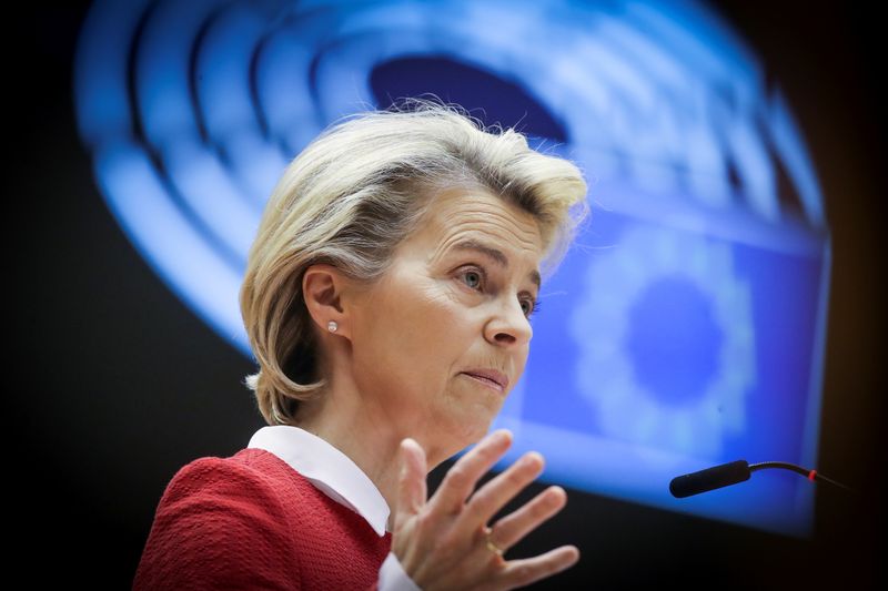 &copy; Reuters. La presidenta de la Comisión Europea, Ursula von der Leyen, habla durante el debate sobre el acuerdo de comercio y cooperación entre la UE y Reino Unido