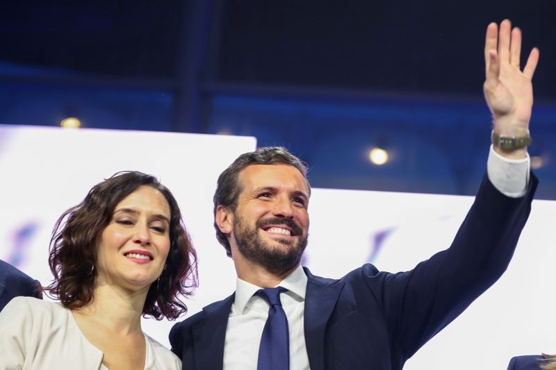 &copy; Reuters. FILE PHOTO: Spain&apos;s People&apos;s Party (PP) leader Pablo Casado attends a campaign closing rally ahead of general election, in Madrid