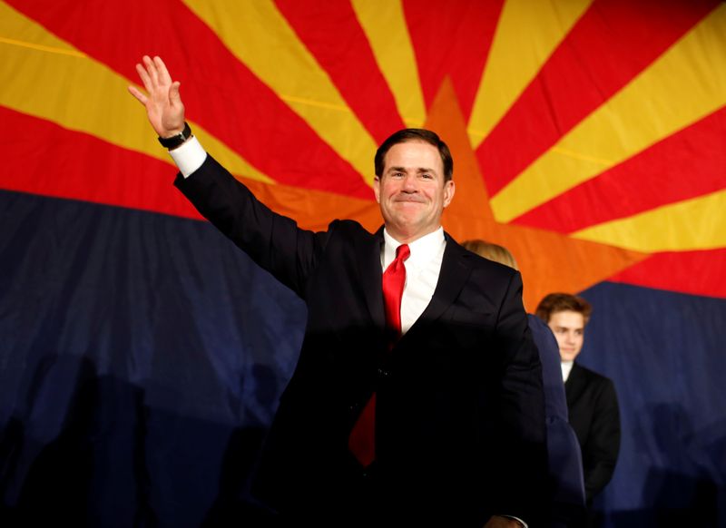 &copy; Reuters. Arizona Gov. Doug Ducey greets the GOP midterm elections watch party after being re-elected in Phoenix, Arizona