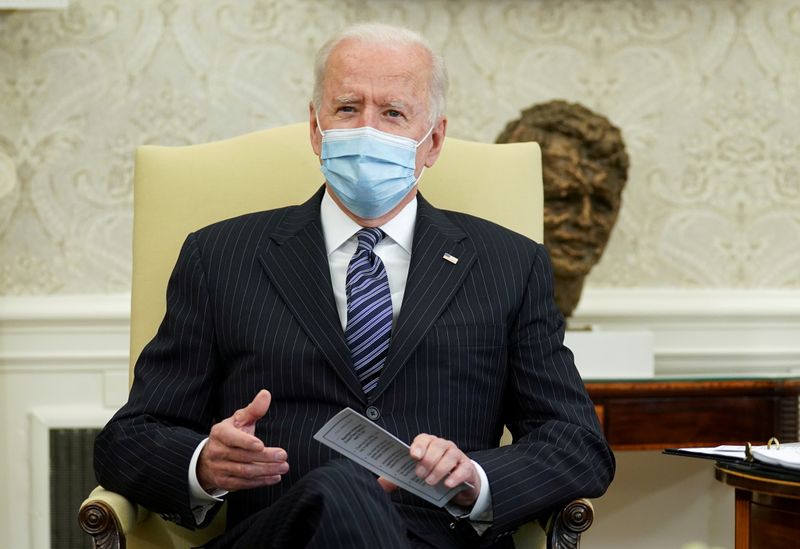 &copy; Reuters. FILE PHOTO: President Biden holds a meeting on the American Jobs Plan at the White House in Washington