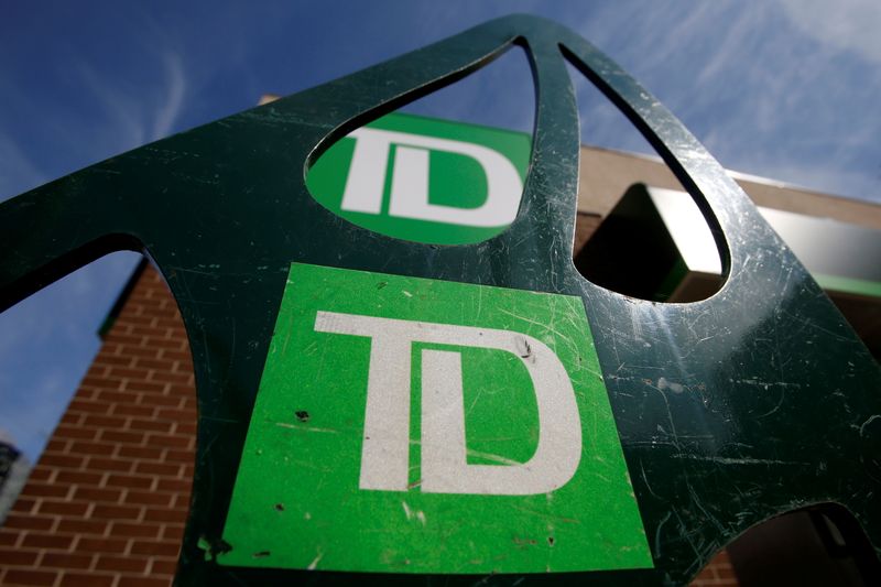 &copy; Reuters. FILE PHOTO: Toronto-Dominion Bank logos are seen outside of a branch in Ottawa