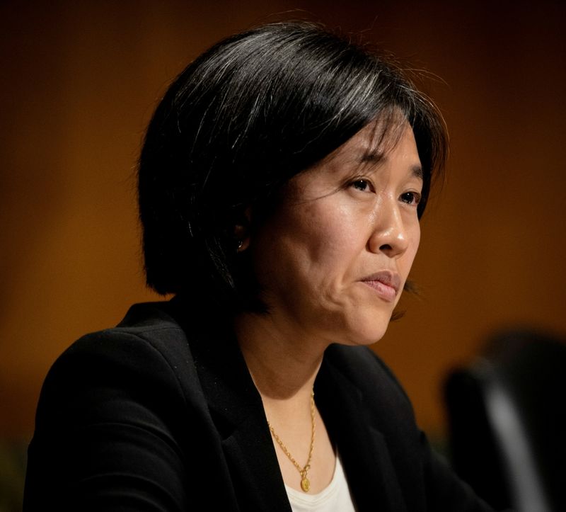 &copy; Reuters. FILE PHOTO: U.S. Senate Finance Committee conducts hearing on nomination of Katherine Tai to be U.S. Trade Representative.
