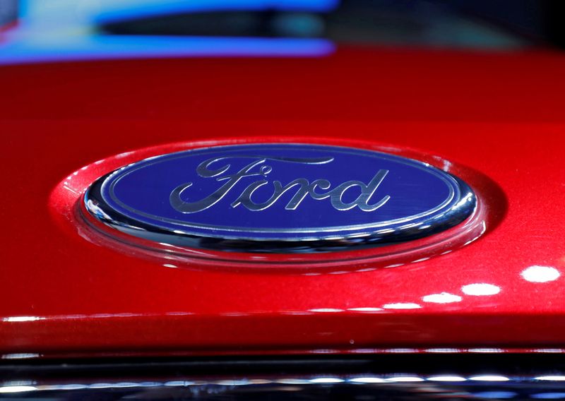 &copy; Reuters. FILE PHOTO: The logo is seen on the bonnet of a new Ford Aspire car during its launch in New Delhi