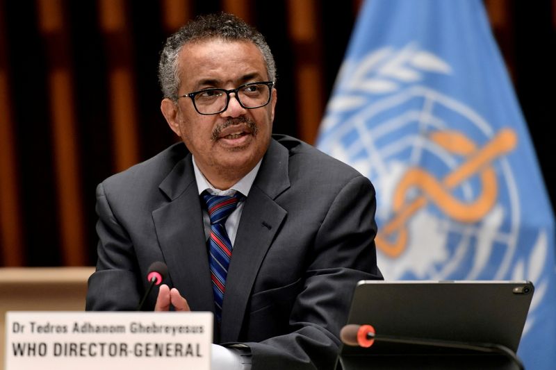 &copy; Reuters. Diretor-geral da OMS, Tedros Adhanom Ghebreyesus, durante coletiva de imprensa em Genebra, na Suíça