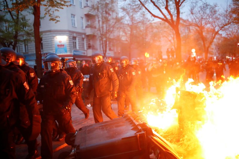 &copy; Reuters. May Day demonstration in Berlin