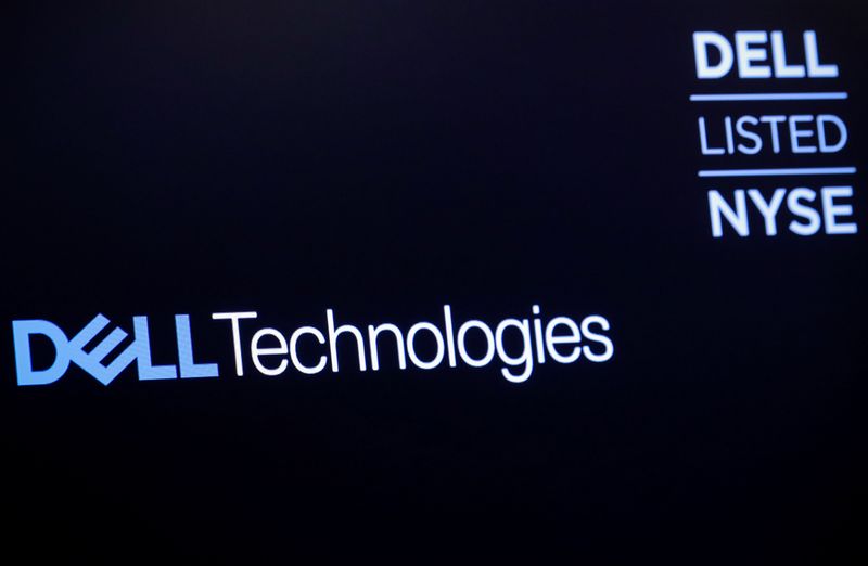 &copy; Reuters. FILE PHOTO: The logo for Dell Technologies Inc. is displayed on a screen on the floor of the New York Stock Exchange (NYSE) in New York