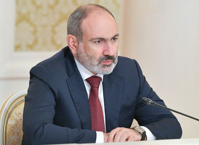 &copy; Reuters. رئيس وزراء أرمينيا نيكول باشينيان في كازان بروسيا يوم 29 أبريل نيسان 2021. صورة سبوتنيك.