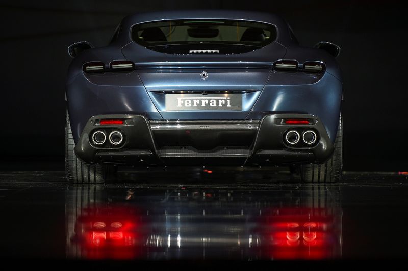 © Reuters. FILE PHOTO: Ferrari Roma is unveiled during its first world presentation in Rome