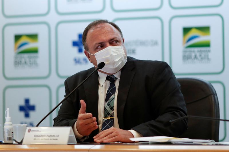 &copy; Reuters. Ex-ministro da Saúde Eduardo Pazuello durante entrevista coletiva em Brasília
15/03/2021 REUTERS/Ueslei Marcelino