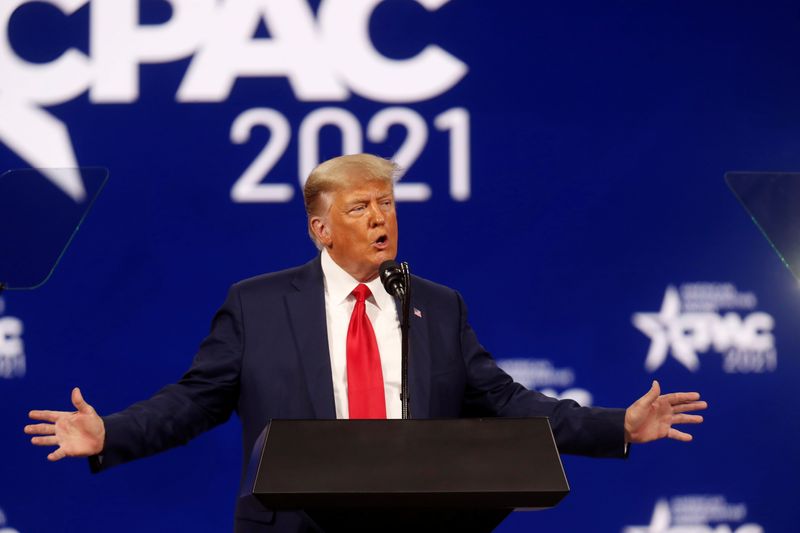 &copy; Reuters. FILE PHOTO: Former U.S. President Donald Trump speaks at the Conservative Political Action Conference (CPAC) in Orlando, Florida, U.S. February 28, 2021. REUTERS/Octavio Jones/File Photo
