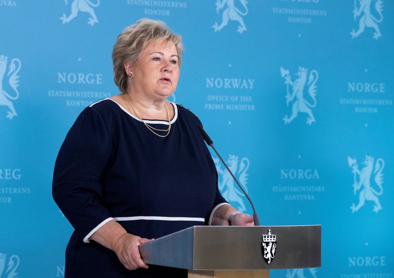 &copy; Reuters. La premier norvegese Erna Solberg. Oslo, Norvegia, 3 settembre 2020 Berit Roald/NTB Scanpix/via REUTERS