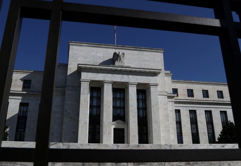 &copy; Reuters. FILE PHOTO: Federal Reserve Board building is pictured in Washington, U.S., March 19, 2019. REUTERS/Leah Millis