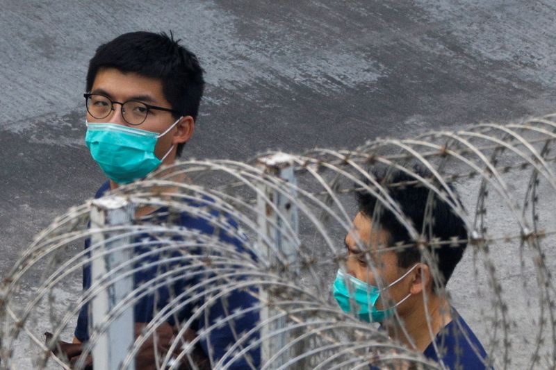 &copy; Reuters. Pro-democracy activist Joshua Wong is seen in Lai Chi Kok Reception Centre, in Hong Kong