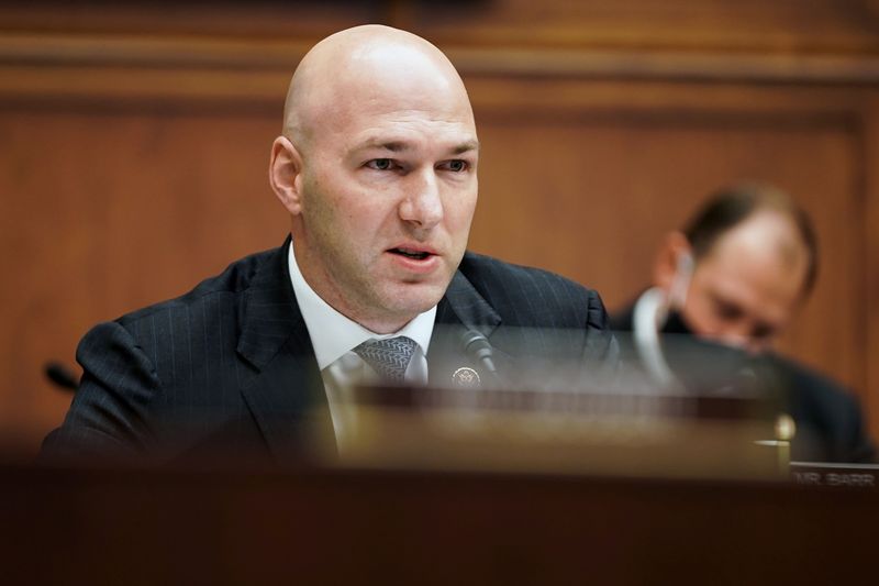 &copy; Reuters. FILE PHOTO: Rep. Anthony Gonzalez (R-OH) attends a House Financial Services Committee hearing on "Oversight of the Treasury Department's and Federal Reserve's Pandemic Response" in the Rayburn House Office Building in Washington, U.S., December 2, 2020. G