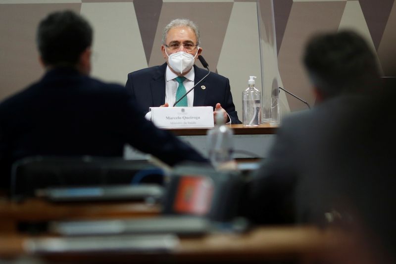 &copy; Reuters. Ministro da Saúde, Marcelo Queiroga, durante depoimento na CPI da Covid
06/05/2021
REUTERS/Adriano Machado