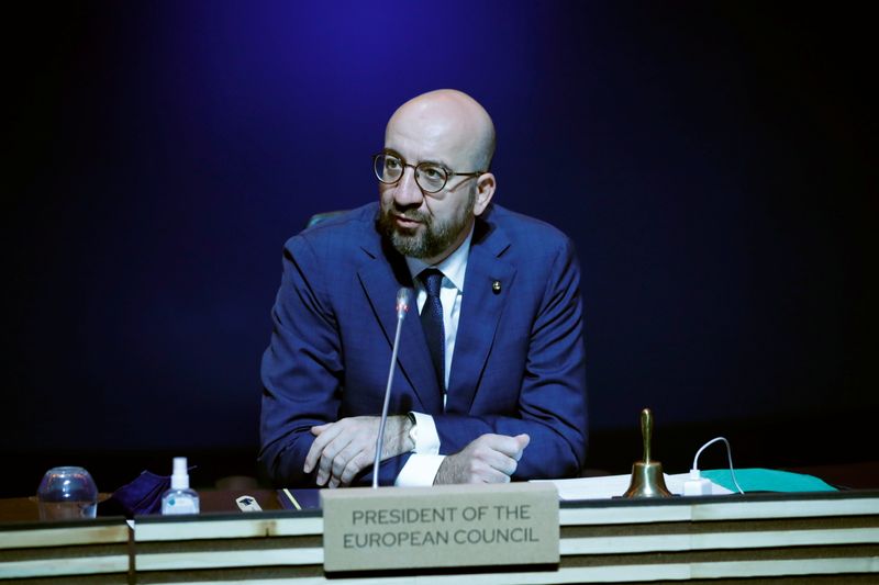 &copy; Reuters. European Council President Charles Michel attends an EU summit round table meeting at the Crystal Palace in Porto, Portugal May 8, 2021. Francisco Seco/Pool via REUTERS