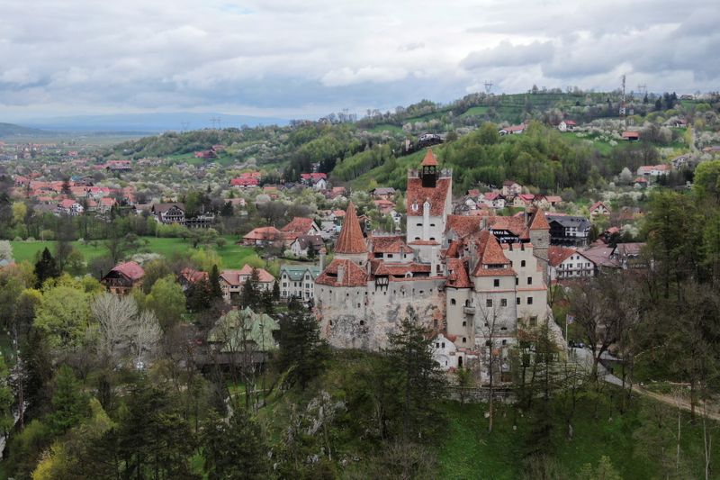 &copy; Reuters. Bran Castle towers above Bran commune, in Brasov county