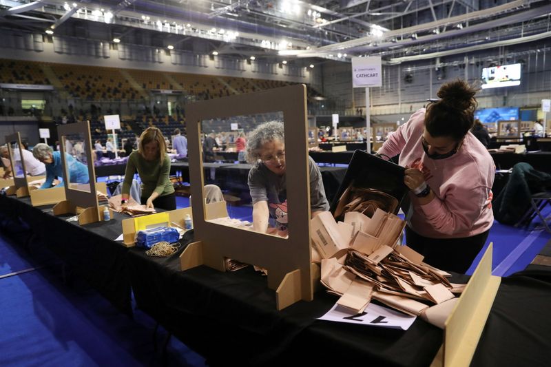 &copy; Reuters. Election staff members count votes for the Scottish Parliamentary election at a counting centre in Glasgow, Scotland, Britain, May 8, 2021. REUTERS/Russell Cheyne