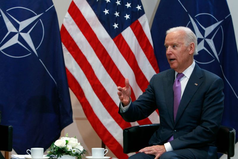 &copy; Reuters. U.S. Vice President Joe Biden gestures during a meeting with NATO Secretary General Jens Stoltenberg (not pictured) at the 51st Munich Security Conference at the 'Bayerischer Hof' hotel in Munich February 7, 2015. Biden said on Saturday that Washington wa