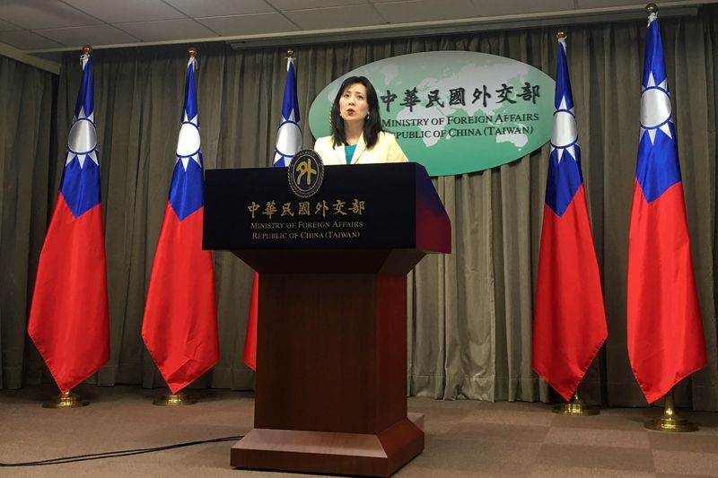 &copy; Reuters. Taiwan Foreign Ministry Spokeswoman Joanne Ou speaks at a news conference in Taipei