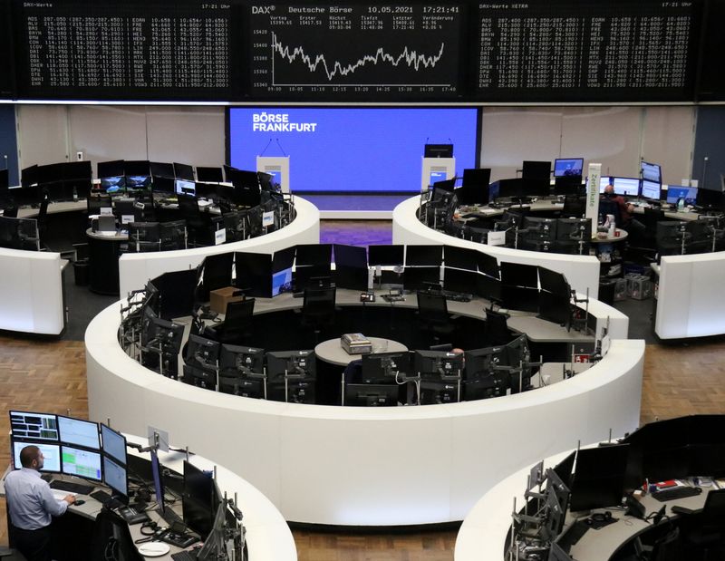 &copy; Reuters. FILE PHOTO: The German share price index DAX graph is pictured at the stock exchange in Frankfurt, Germany, May 10, 2021. REUTERS/Staff