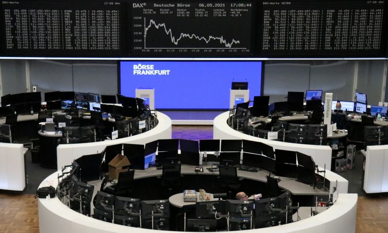 &copy; Reuters. FILE PHOTO: The German share price index DAX graph is pictured at the stock exchange in Frankfurt, Germany, May 6, 2021. REUTERS/Staff