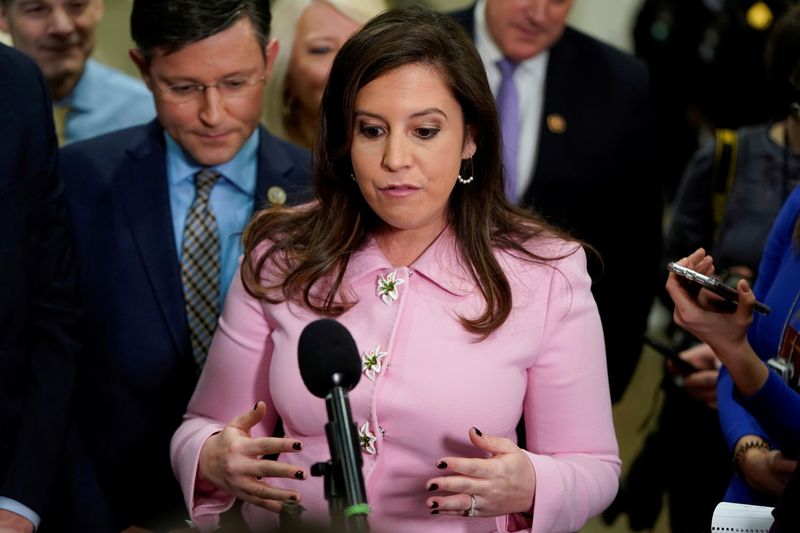 &copy; Reuters. FILE PHOTO: Rep. Elise Stefanik (R-NY) speaks to the media as the impeachment trial of U.S. President Donald Trump continues in Washington, U.S., January 27, 2020.  REUTERS/Joshua Roberts