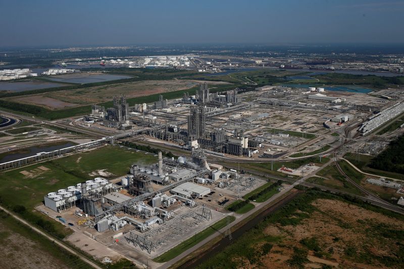 &copy; Reuters. FILE PHOTO: An aerial view of Chevron Phillips Chemical Co is seen in Pasadena, Texas