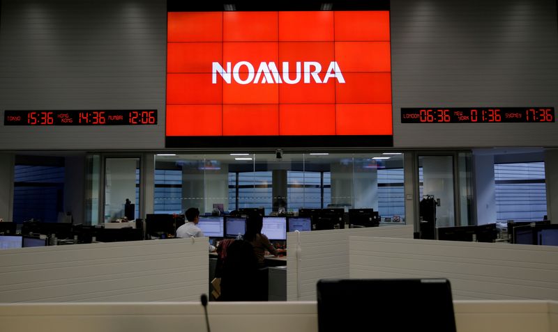 &copy; Reuters. FILE PHOTO: Nomura Securities trading floor is pictured at the company's Otemachi Head Office in Tokyo, Japan, November 18, 2016.  REUTERS/Toru Hanai