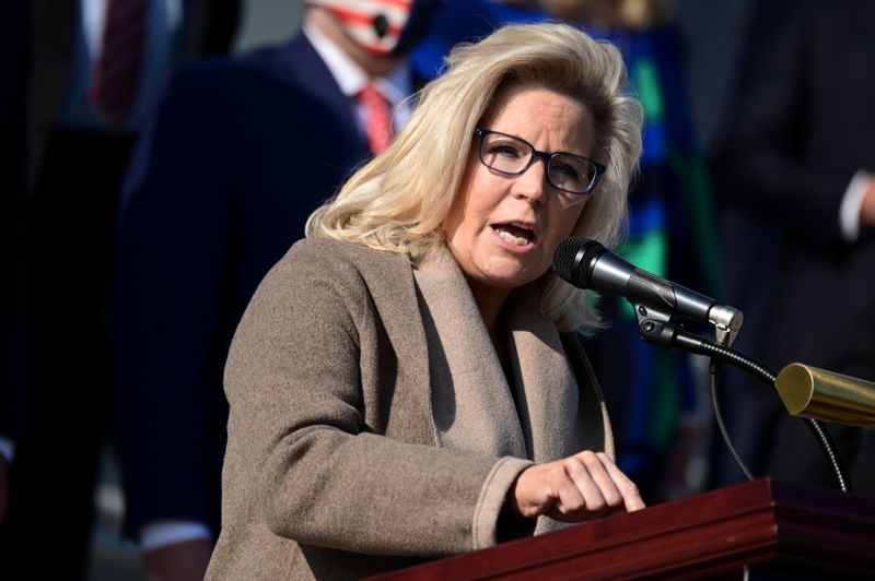 &copy; Reuters. FILE PHOTO: U.S. Rep. Liz Cheney (R-WY) speaks during a news conference with other House Republicans at the U.S. Capitol in Washington, U.S., December 10, 2020. REUTERS/Erin Scott