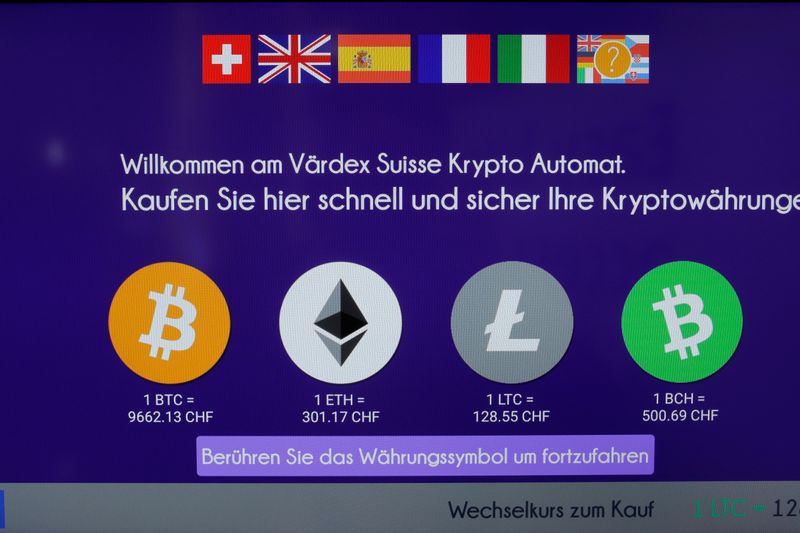 © Reuters. Logos da ether e de outras criptomoedas em terminal em Zurique, Suíça 
29/05/2019
REUTERS/Arnd Wiegmann