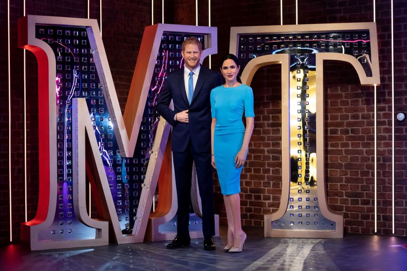 &copy; Reuters. Estátuas de cera do príncipe britânico Harry e de sua esposa, Meghan, no museu Madame Tussauds, em Londres
12/05/2021 Madame Tussauds London/Divulgação via REUTERS 