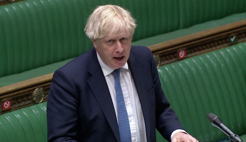 &copy; Reuters. Britain's Prime Minister Boris Johnson speaks during the weekly question time debate in Parliament in London, Britain, May 12, 2021, in this screen grab taken from video. Reuters TV via REUTERS  