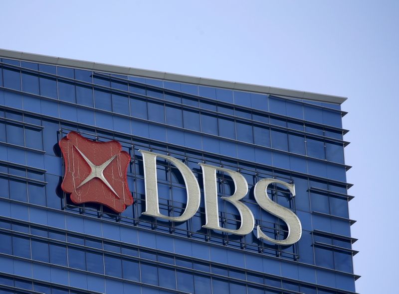 &copy; Reuters. FILE PHOTO: A DBS logo on their office building in Singapore, February 22, 2016. DBS Group Holdings, Singapore's biggest lender, posted a 20 percent rise in quarterly profit that beat expectations, as its net interest margin rose to a five-year high. REUT