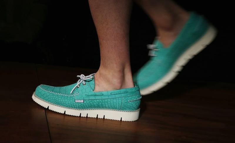 &copy; Reuters A model presents a creation from Jimmy Choo during its London Collections: Men show in London