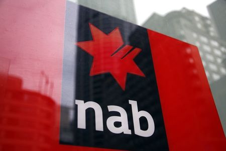 © Reuters. National Australia Bank logo is pictured on an automated teller machine in central Sydney