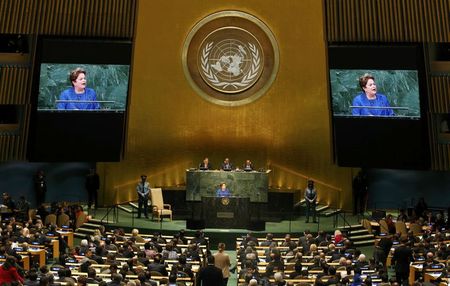 © Reuters. Presidente Dilma Rousseff discursa em assembleia da ONU em Nova York.