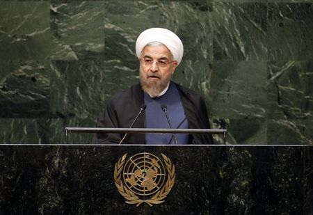 © Reuters. Iranian President Hassan Rouhani addresses the 69th United Nations General Assembly at United Nations Headquarters in New York