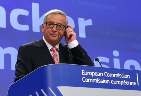 © Reuters. Juncker, the incoming president of the European Commission, presents the list of the European Commissioners and their jobs for the next five years, during a news conference at the EC headquarters in Brussels