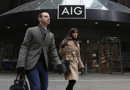 © Reuters. The AIG headquarters offices are seen in New York's financial district