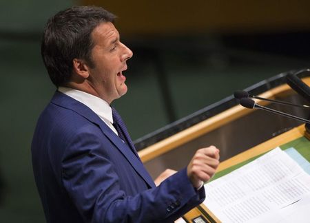 © Reuters. Italy's PM Renzi addresses the United Nations General Assembly in New York