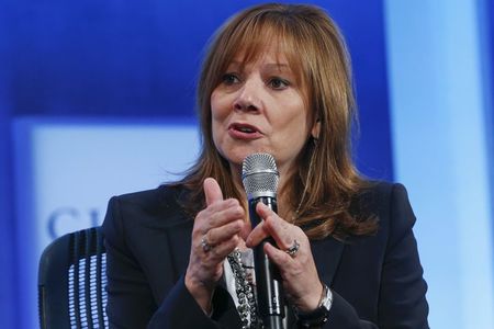 © Reuters. Mary Barra, Chief Executive Officer for General Motors Company, speaks during the plenary session titled 