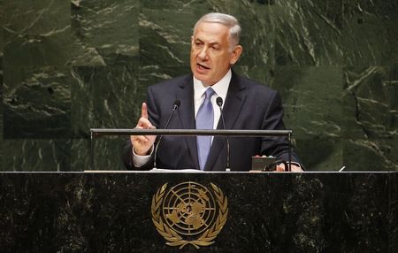 © Reuters. Israel's PM Netanyahu addresses the 69th United Nations General Assembly in New York