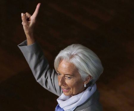 © Reuters. IMF Director Lagarde delivers her speech on the global economy at Georgetown University in Washington