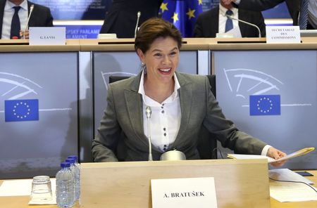 © Reuters. EU Energy Union Commissioner-designate Bratusek attends her hearing before the EU Parliament's Committee on Industry, Research and Energy in Brussels