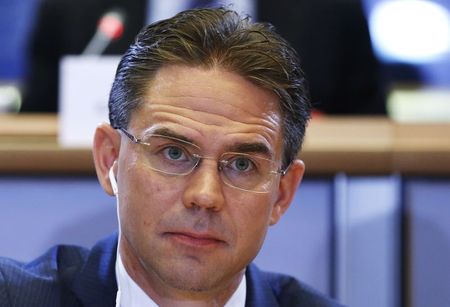 © Reuters. European Jobs, Growth, Investment and Competitiveness Commissioner-designate Katainen looks on before addressing the European Committee on Economic and Monetary Affairs at the EU Parliament in Brussels