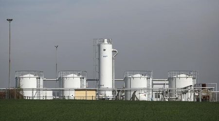 © Reuters. Нефтехранилища OMV на нефтяном месторождении в Гензерндорфе