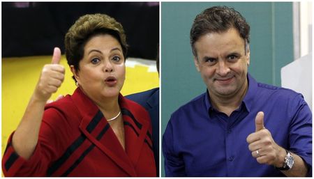 © Reuters. Segunda vuelta muy reñida en Brasil entre Rousseff y Neves, según sondeo