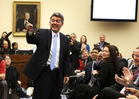 © Reuters. New U.S. Rep. Cory Gardner reacts after picking number one in office lottery for new House members in Washington in this file photo